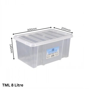 TML Clear Plastic Storage Box & Lid Size 02 (8 Litre)